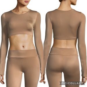 Norma Kamali long sleeve crewneck crop top - small